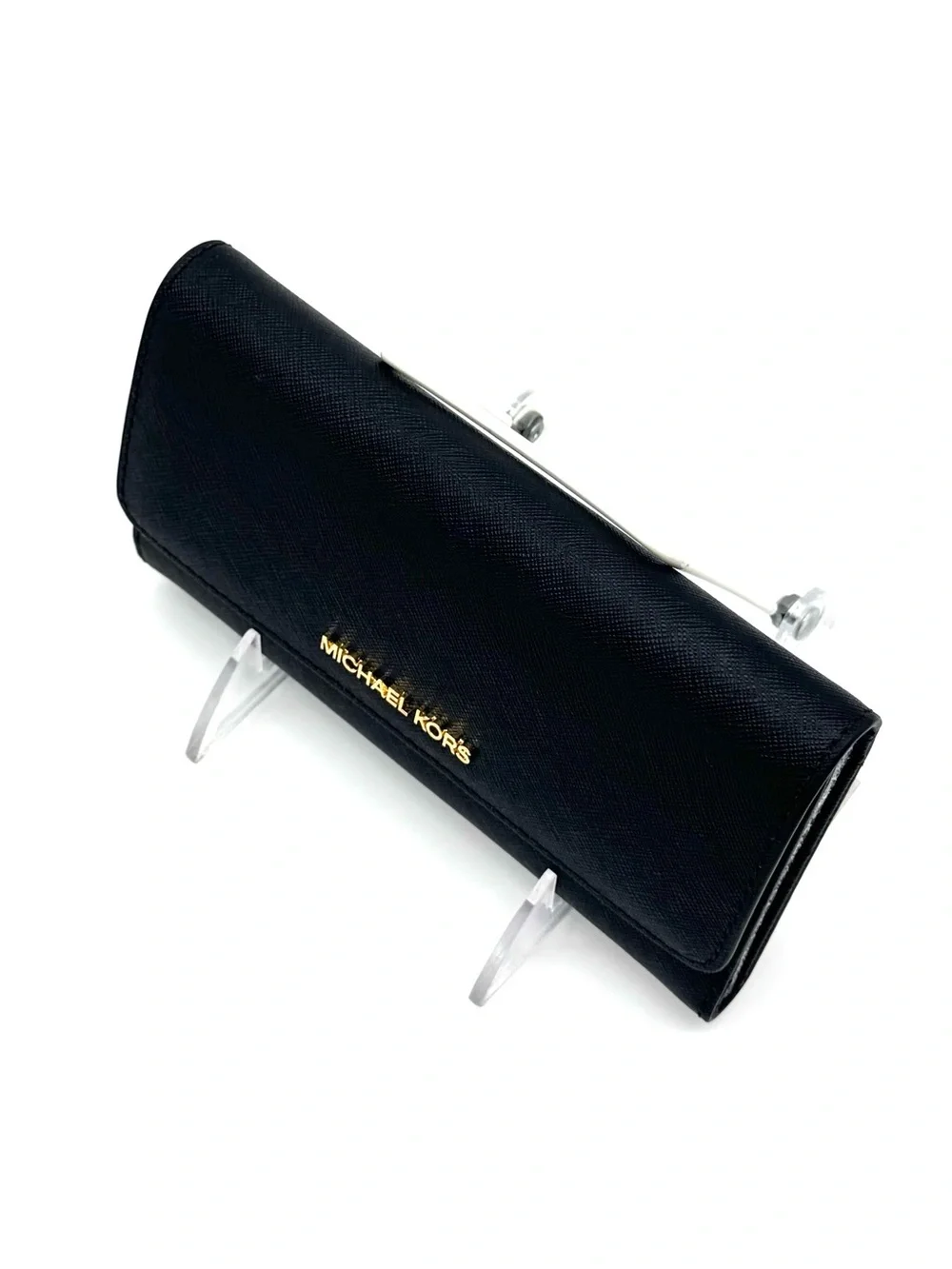 Michael Kors Large Jet Set Travel Trifold Wallet - Black/Gold